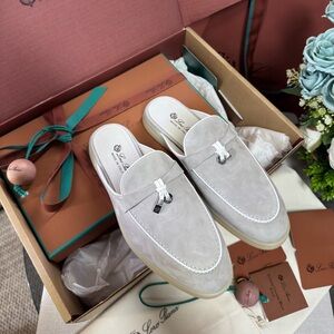 Loro piana sheepskin insole rubber sole loafers size 38